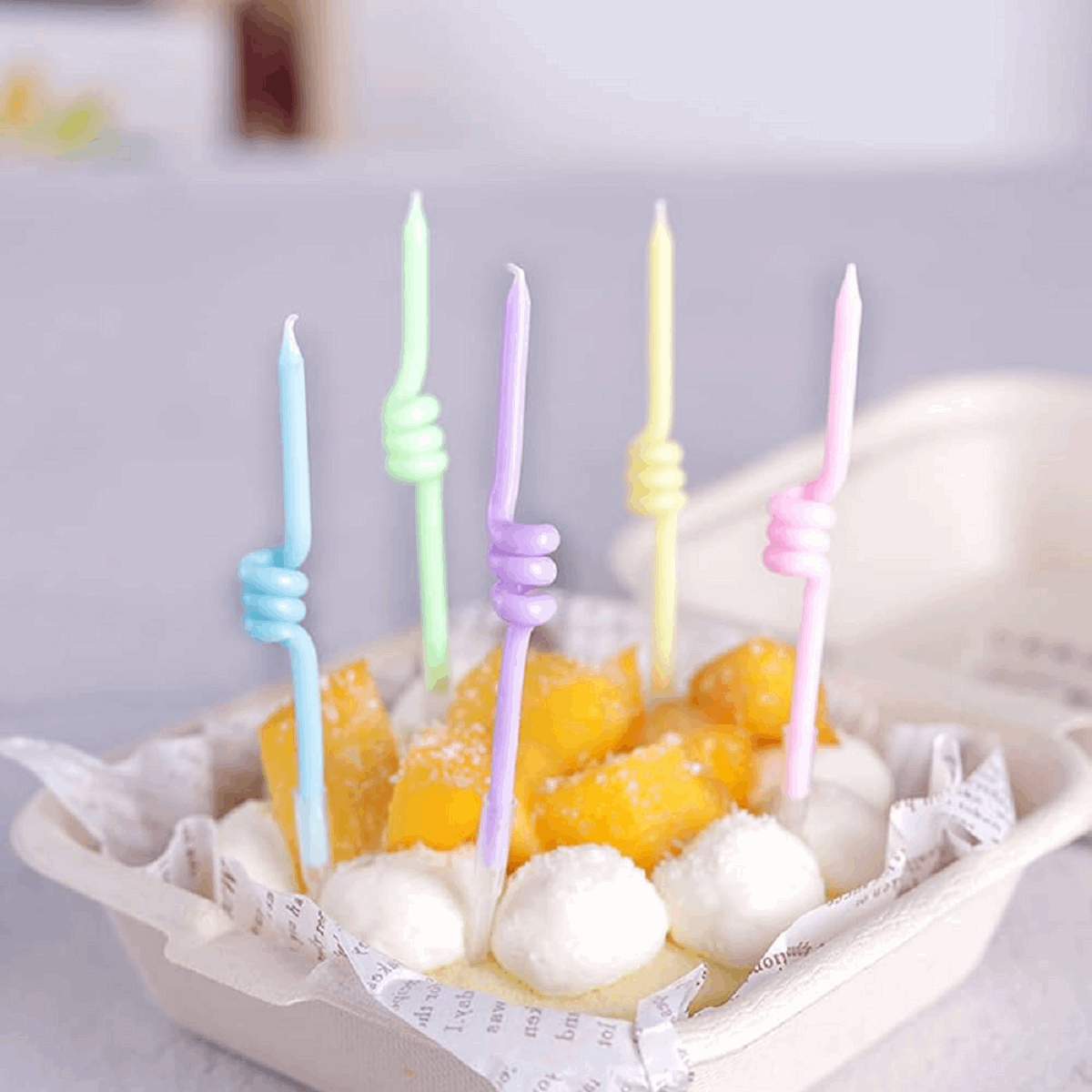 6 Pcs Thumb Up Curly Spiral Candle for Cake in Different Colors