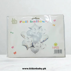 White Silver Confetti Star Heart Foil Balloons Set for Birthday and Events