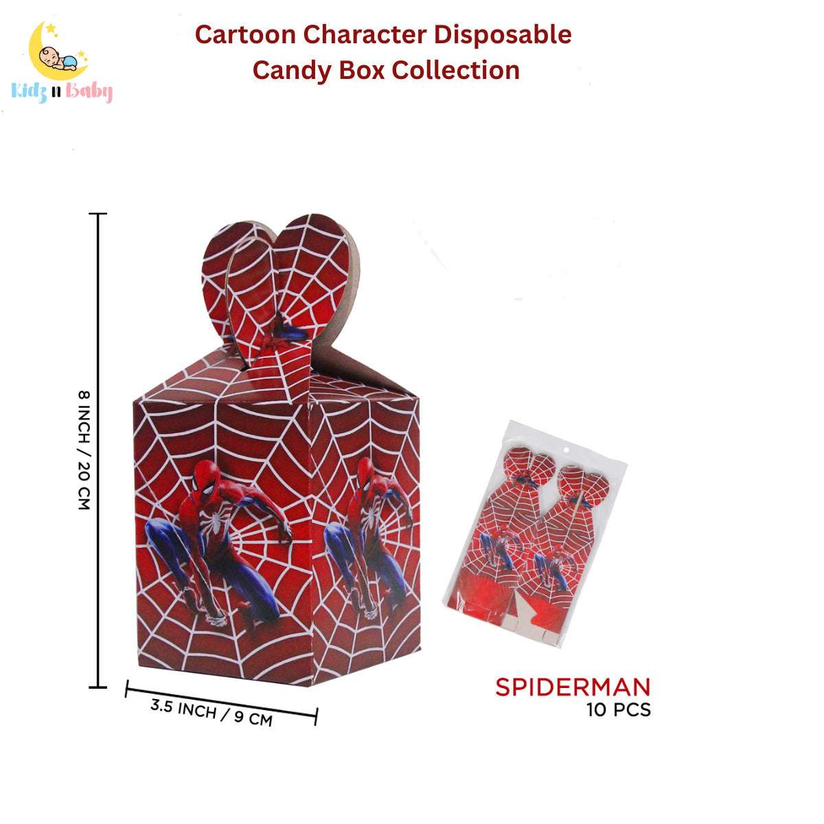 Pack of 10 Spider-Man Theme Goody Boxes for birthday party favors