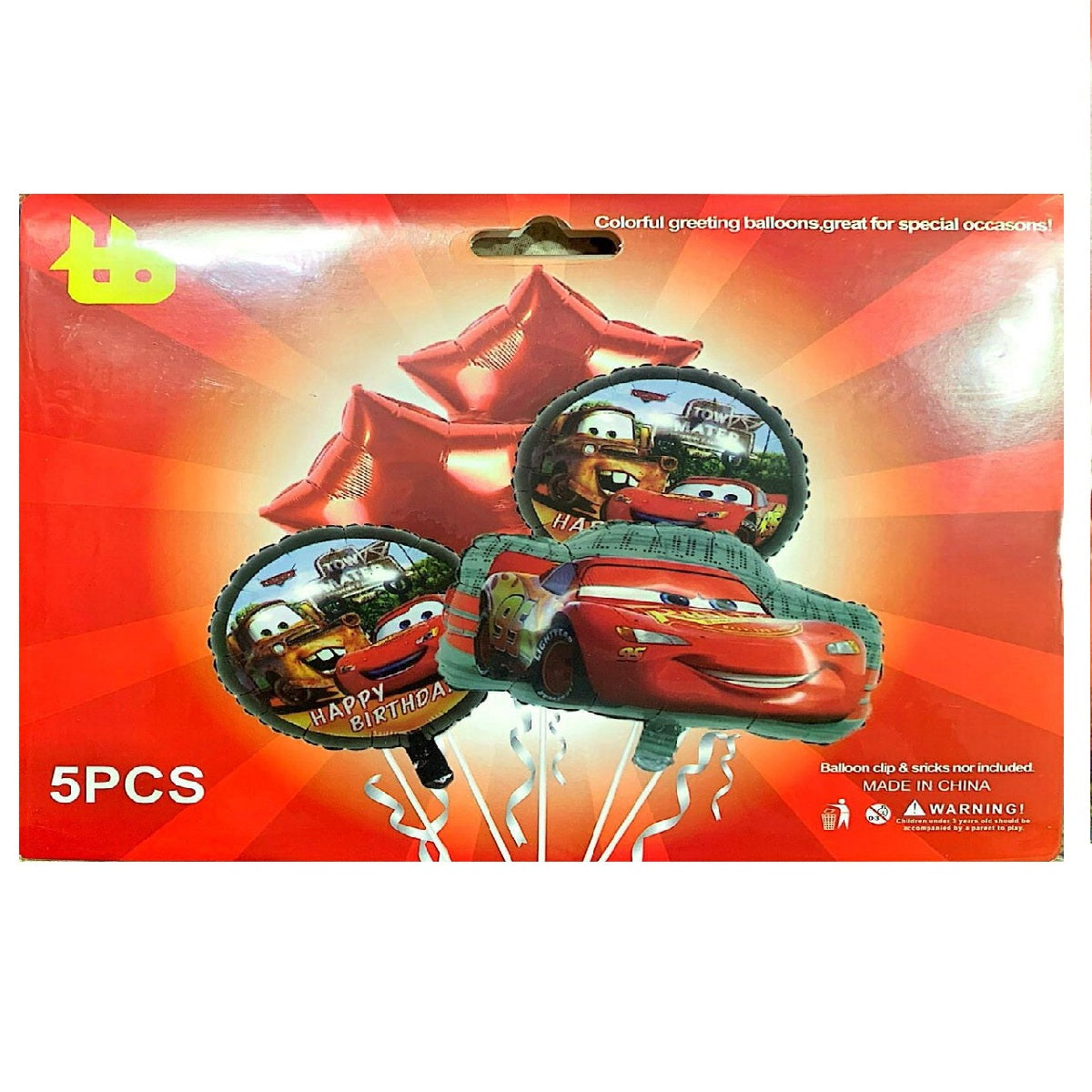 Disney Cars Theme Birthday Decoration Combo - 5-Piece Set for Boys