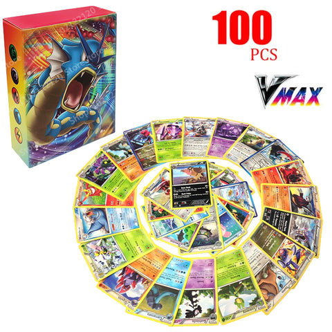 100 Pcs Pokemon Trading Cards Pack - Multicolor Anime Cartoon Pokemon English Version TCG Cards