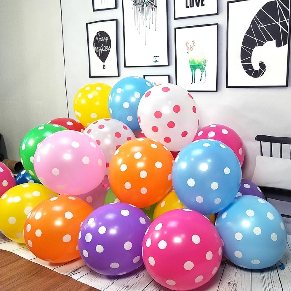 100 Pieces Polka Dot Latex Balloons - Vibrant Helium Balloons for Celebrations