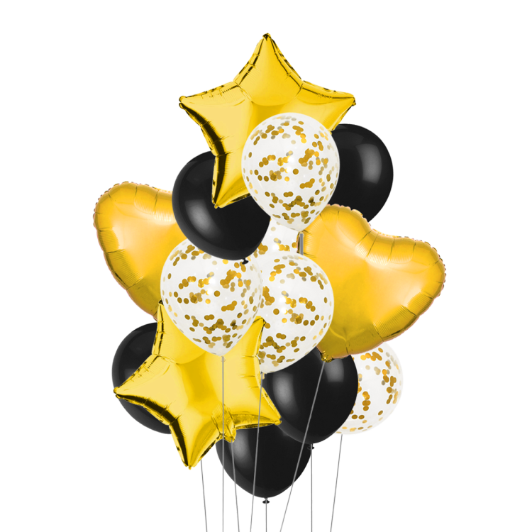 Confetti Latex Star Heart Foil Balloons Set - 14 Pieces