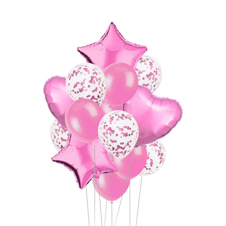 Confetti Latex Star Heart Foil Balloons Set - 14 Pieces