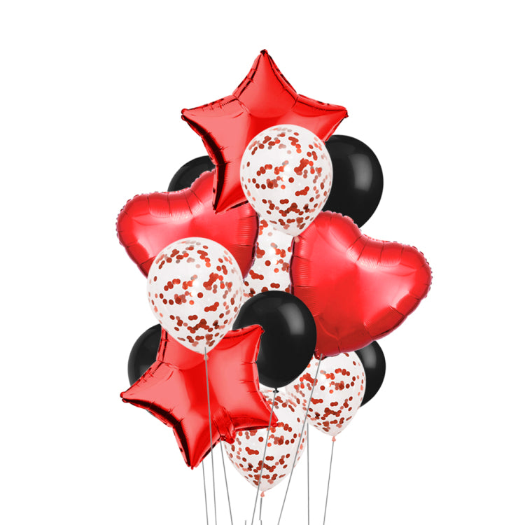 Confetti Latex Star Heart Foil Balloons Set - 14 Pieces