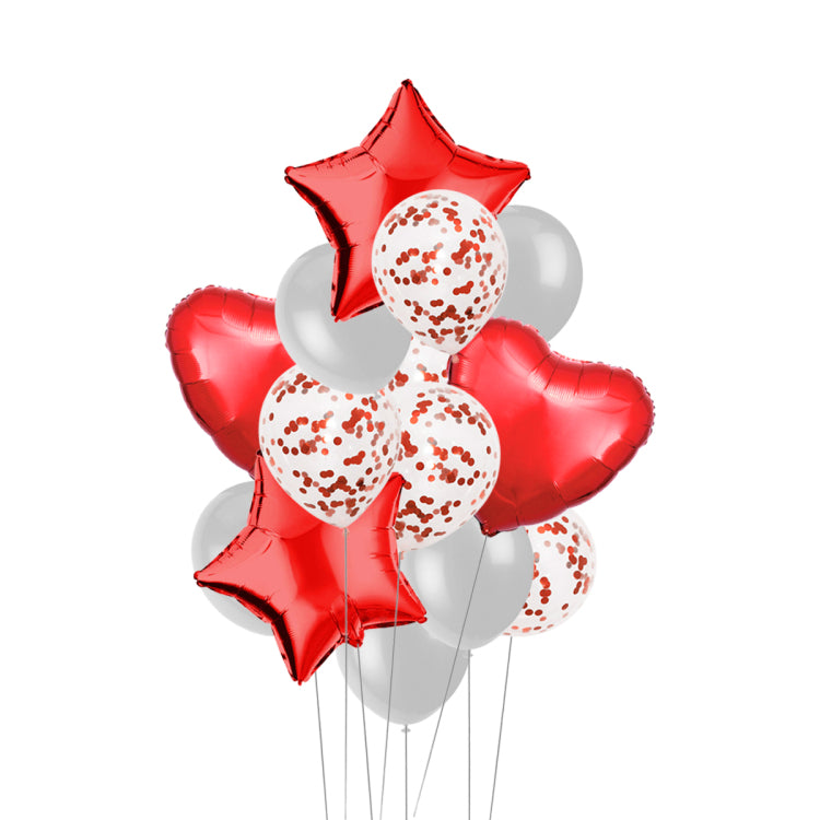 Confetti Latex Star Heart Foil Balloons Set - 14 Pieces