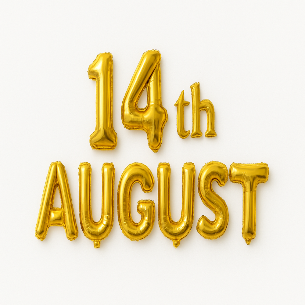 14th August foil letter balloons for Independence Day