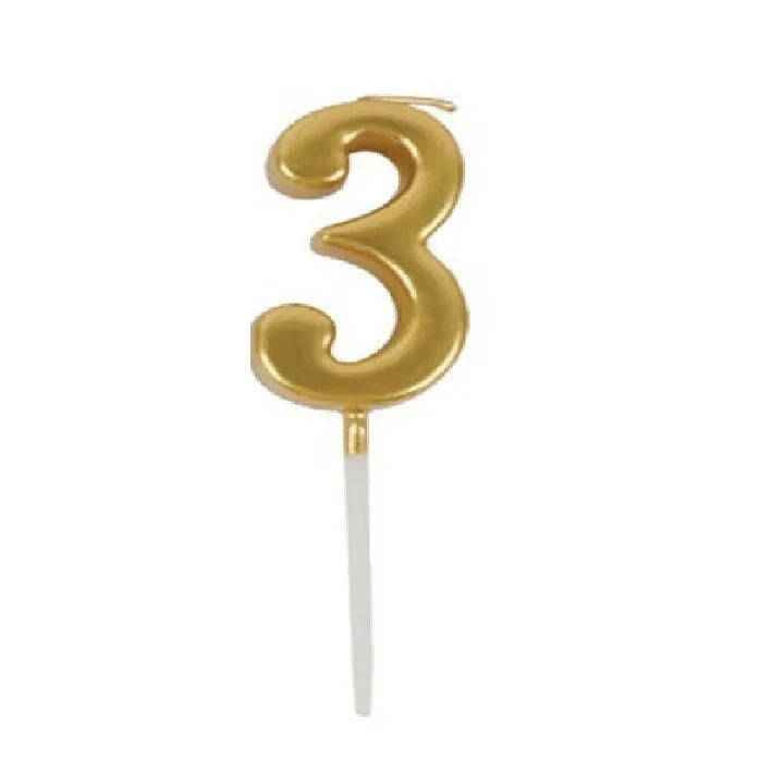 Golden Cake Number Candle