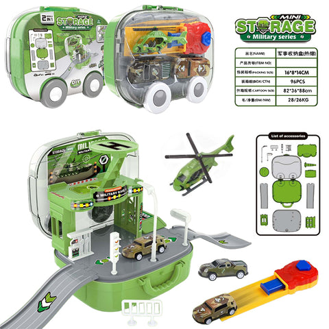 2 in 1 Mini Storage Military Series Army Key Power Cars with Storage Box - Green