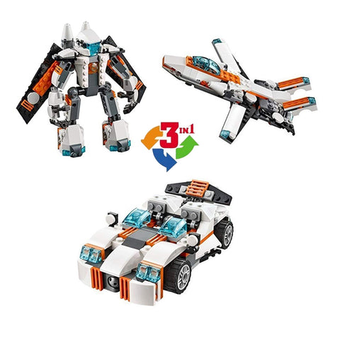 3 in 1 Car and Spoiler Jet Building Block Construction Set - 237 Pcs