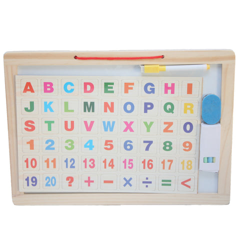 3 in 1 Wooden Black & White Board with Magnetic Alphabets - Large