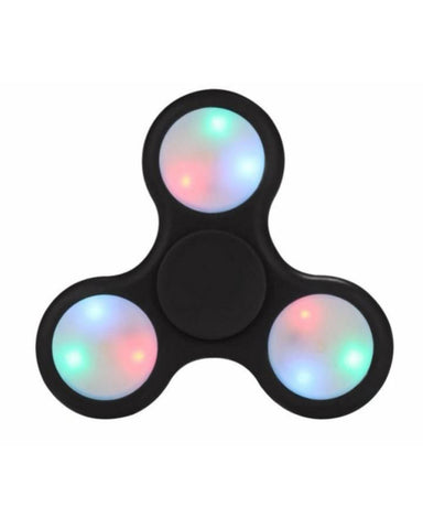 3 Sided LED Light Fidget Spinner in Black - Fidget Toy with LED Lights