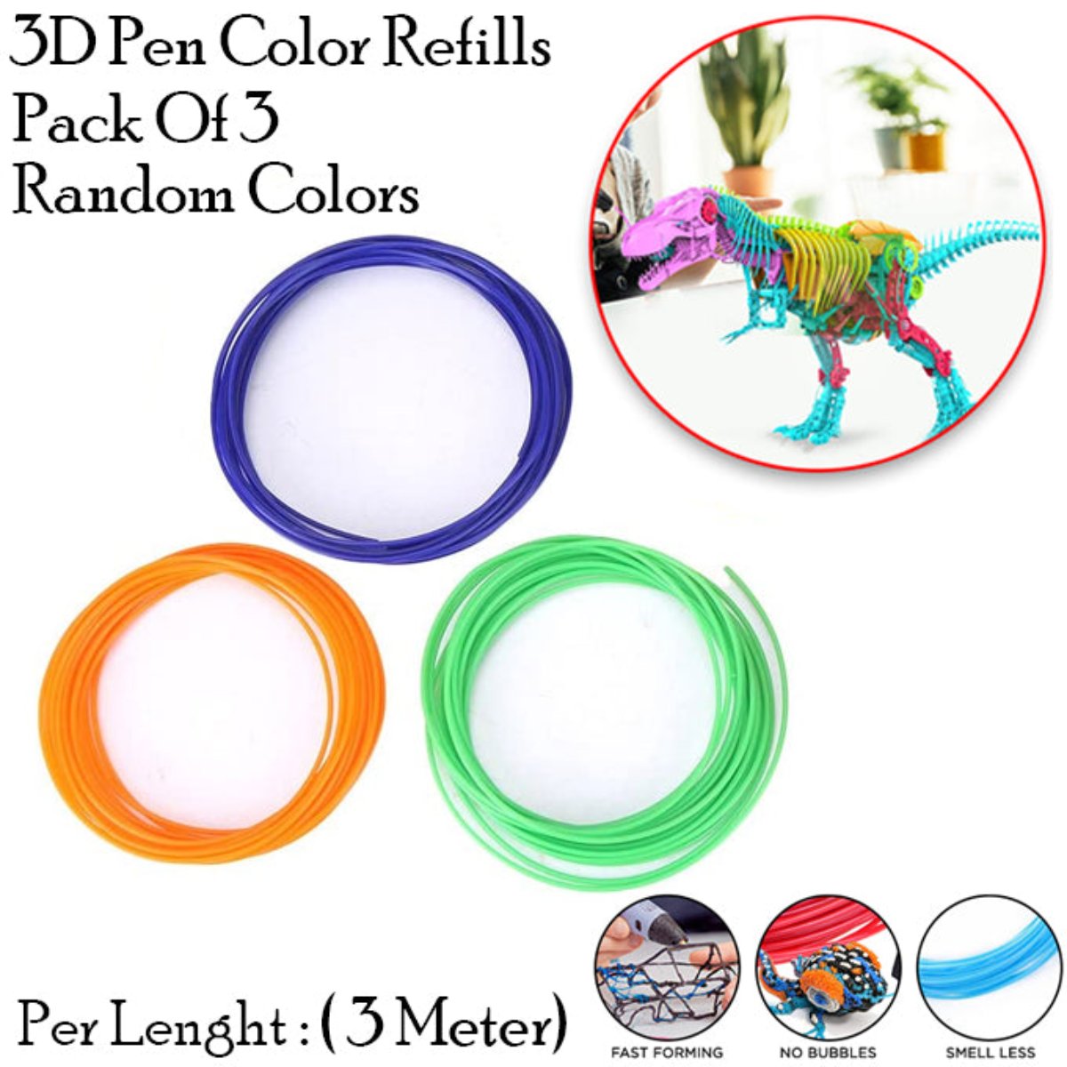 3D Printing Doodle Pen Color Refills Pack of 3 Random Colors