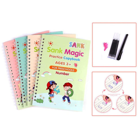 4 in 1 Sank Magic Reusable Calligraphy English Writing Book for Kids