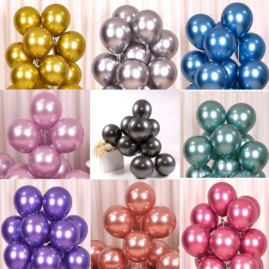 Metallic Chrome Balloons for Party Decorations - 50 Pcs