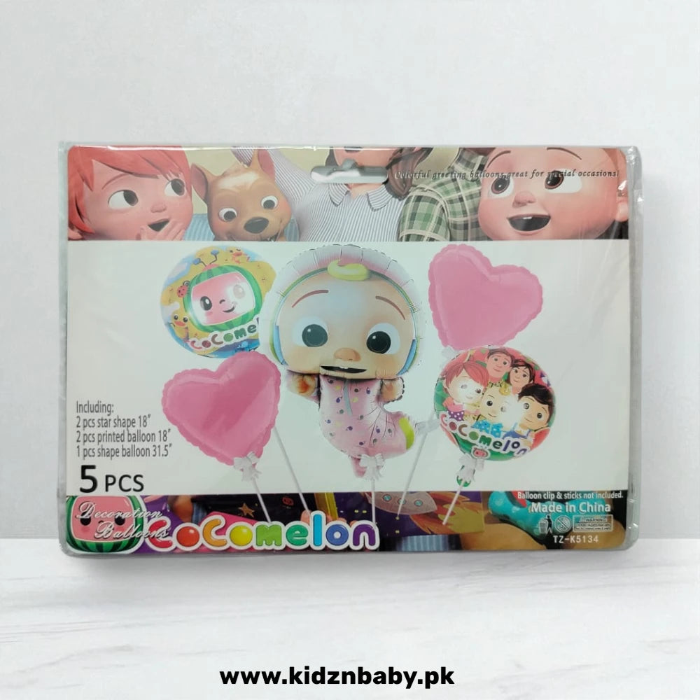 5 Pcs Cocomelon Pink Birthday Party Combo Set –  Décor Kit