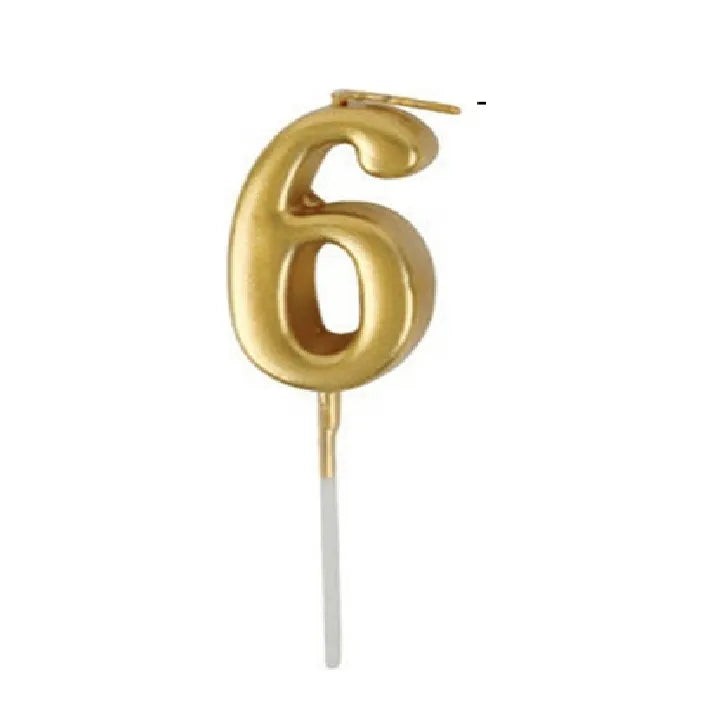 Golden Cake Number Candle