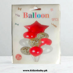 9 Pcs Confetti Latex Foil Heart Star Balloons Set