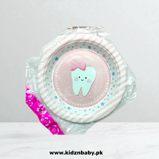 First Tooth Pink Plates – Pack of 10