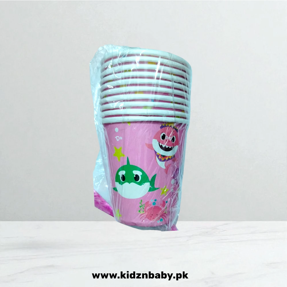 Baby Shark Pink Theme Paper Cups – Pack of 10 for Parties