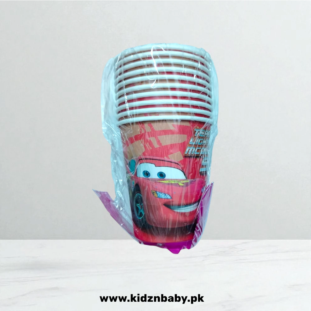 Disney Car Theme Paper Cups – Pack of 10 for Parties