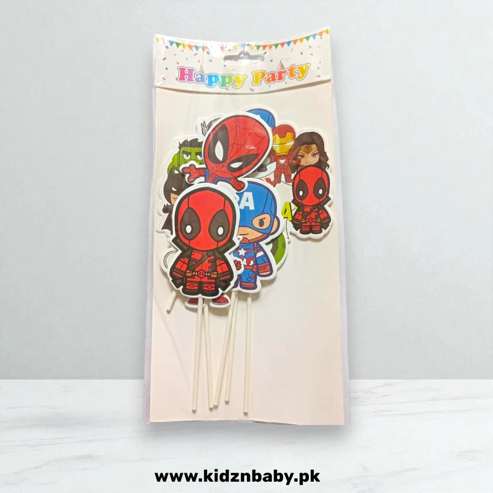 Avengers theme cake topper set featuring Captain America, Iron Man, and Hulk