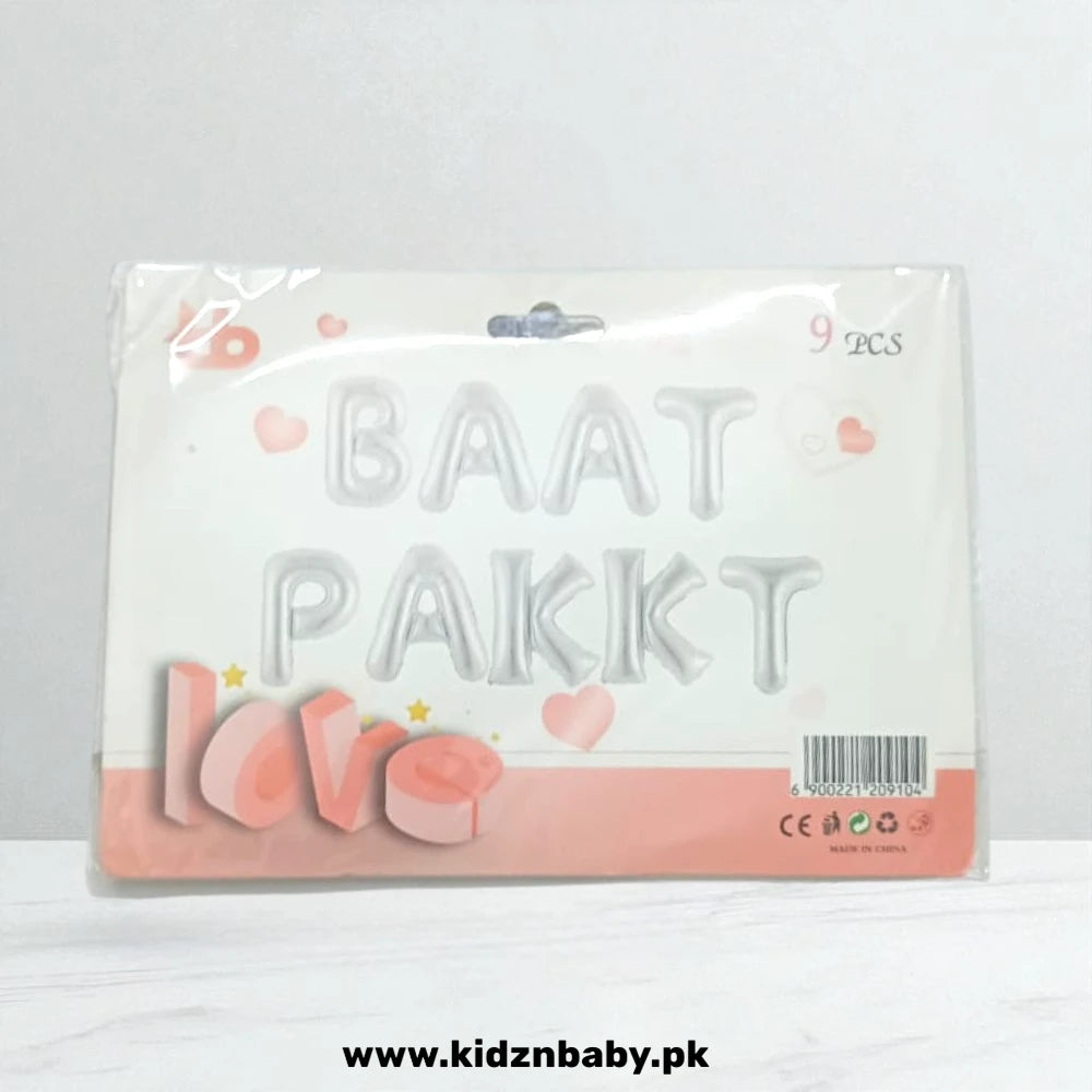 Baat Pakki Alphabet Foil Balloons Set for Engagement and Wedding Decoration in Pakistan