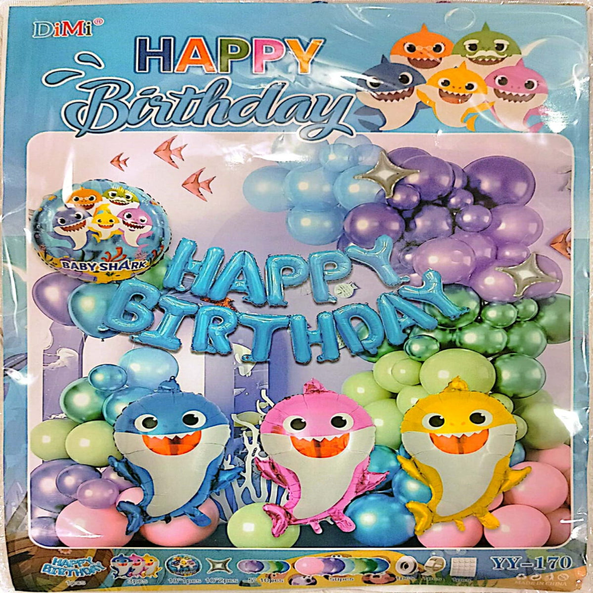 Get the vibrant Baby Shark Theme Combo Decoration Set for your kid's birthday party