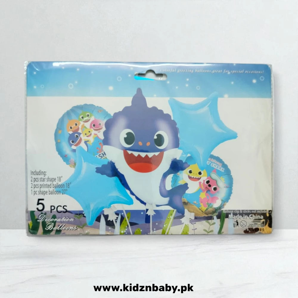 5 Pcs Baby Shark Blue Theme Party Balloons 