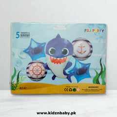 Baby Shark Blue Theme Party Balloons Set (5 Pcs)
