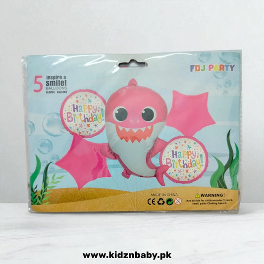 5 Pcs Baby Shark Pink Theme Party Balloons