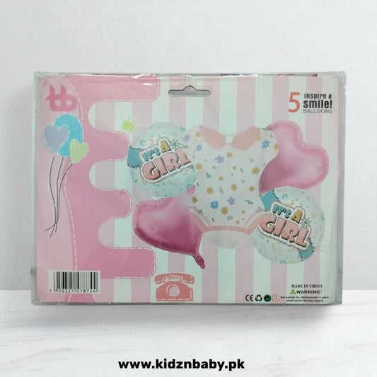 Baby girl shirt foil balloons set 5 pcs in Pakistan