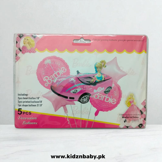 Barbie with Car Birthday Theme Party Combo Set - 5 Pcs