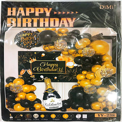 Black and Golden Happy Birthday Theme Combo Decoration Set