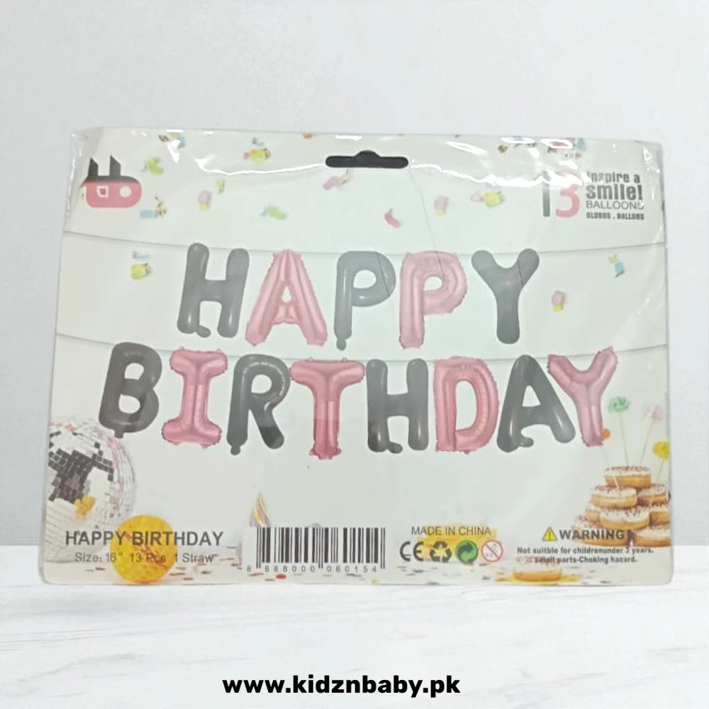 Black and Rose Gold Happy Birthday Letter Banner