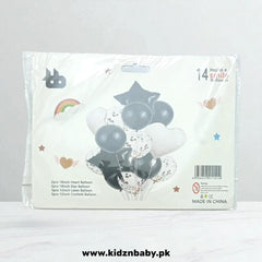 Black and White 14 Pieces Confetti Heart and Star Foil Balloons for Party & Event Decoration