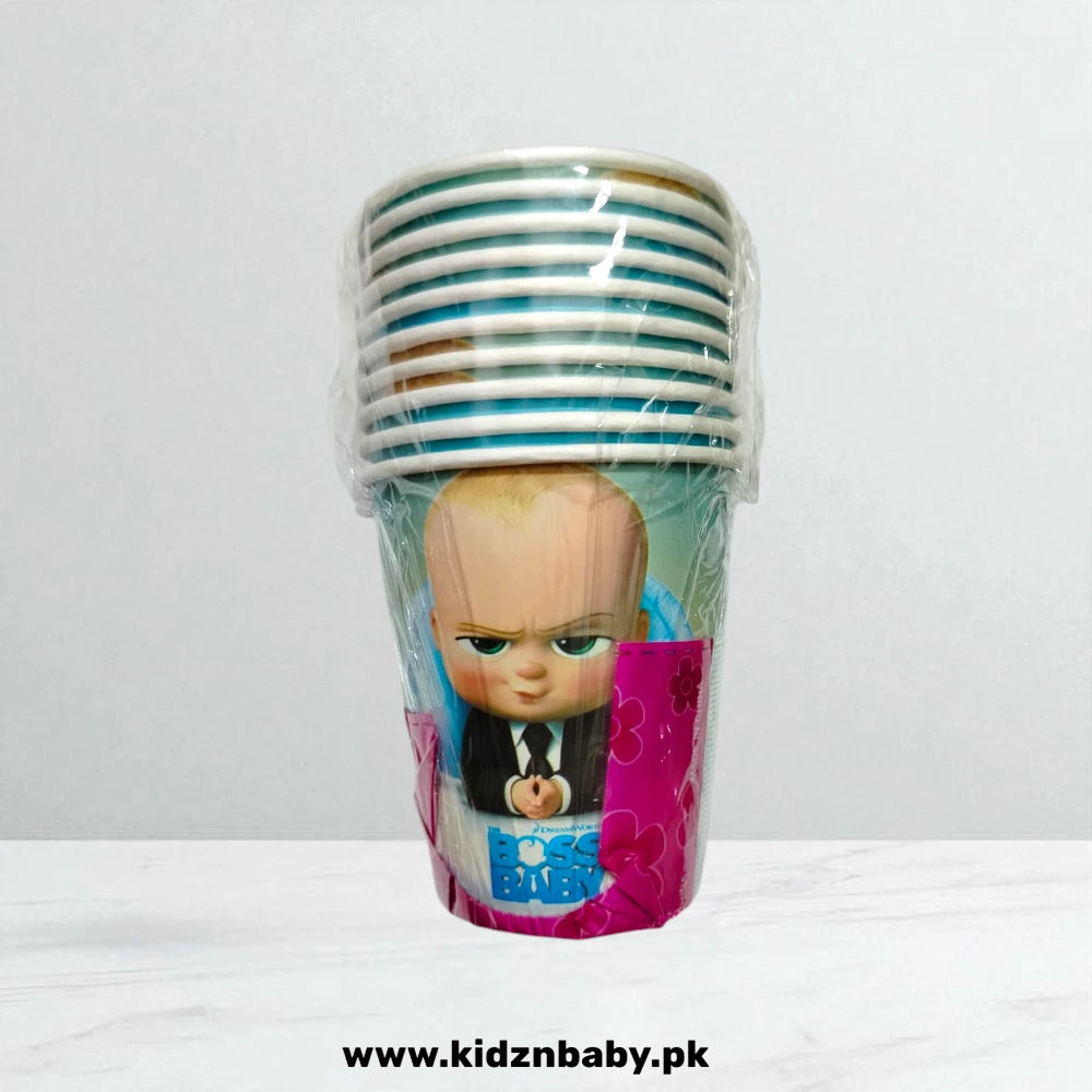 Boss Baby theme disposable paper cups for party drinks (Pack of 10)