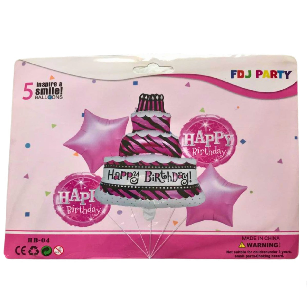 Happy Birthday Cake Foil Balloons - Pack of 5