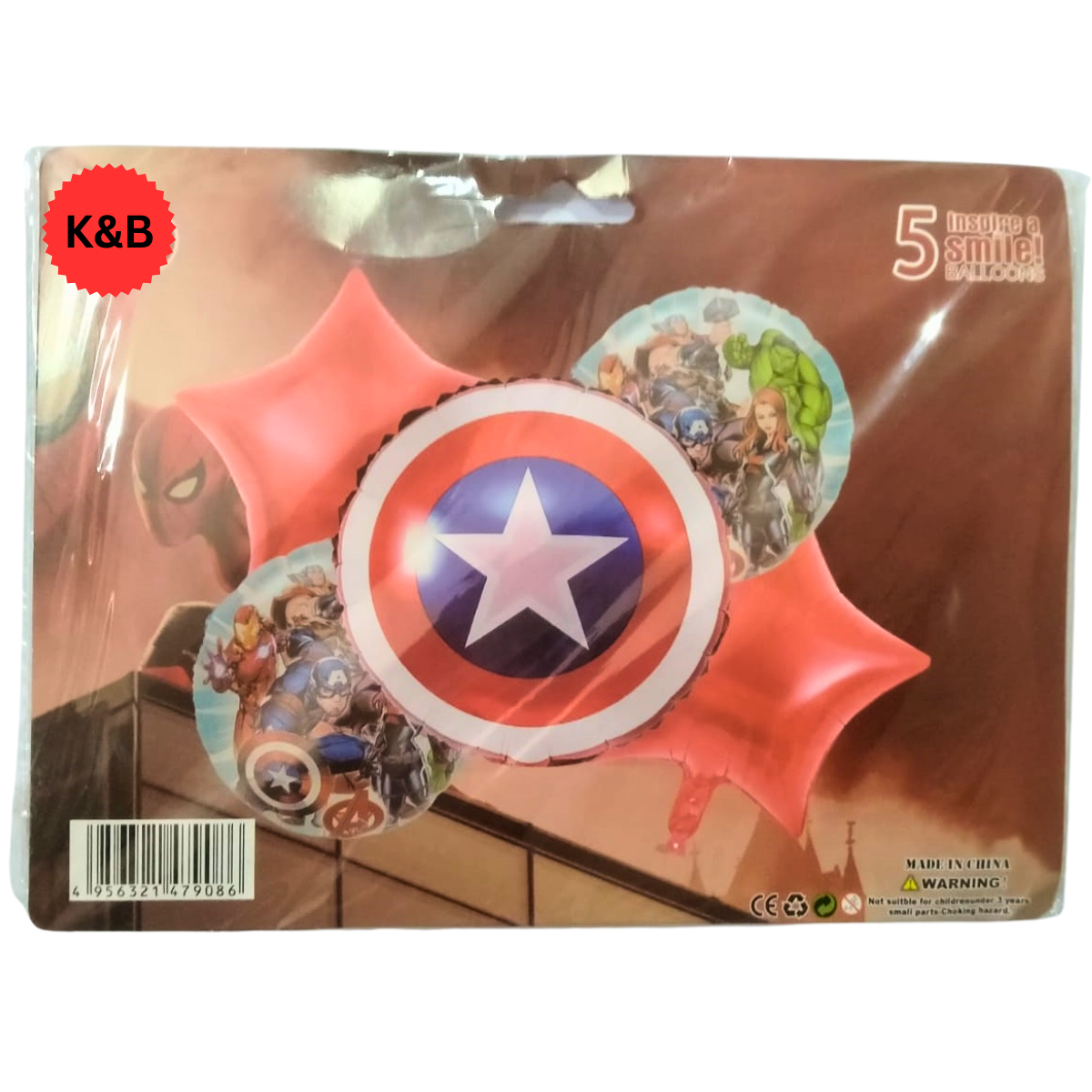 Captain America Foil Balloons - Pack of 5