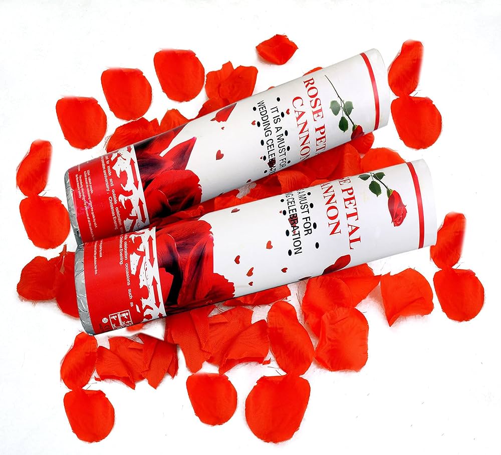 Celebration party popper with rose petals effect