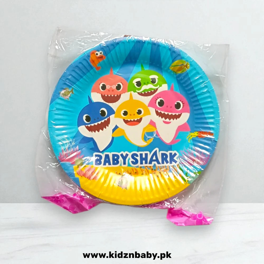 Baby Shark theme blue disposable paper plates for party tableware (Pack of 10)
