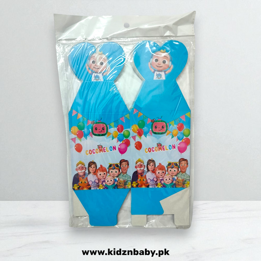 Cocomelon theme party favor boxes for treats and snacks (Pack of 10)