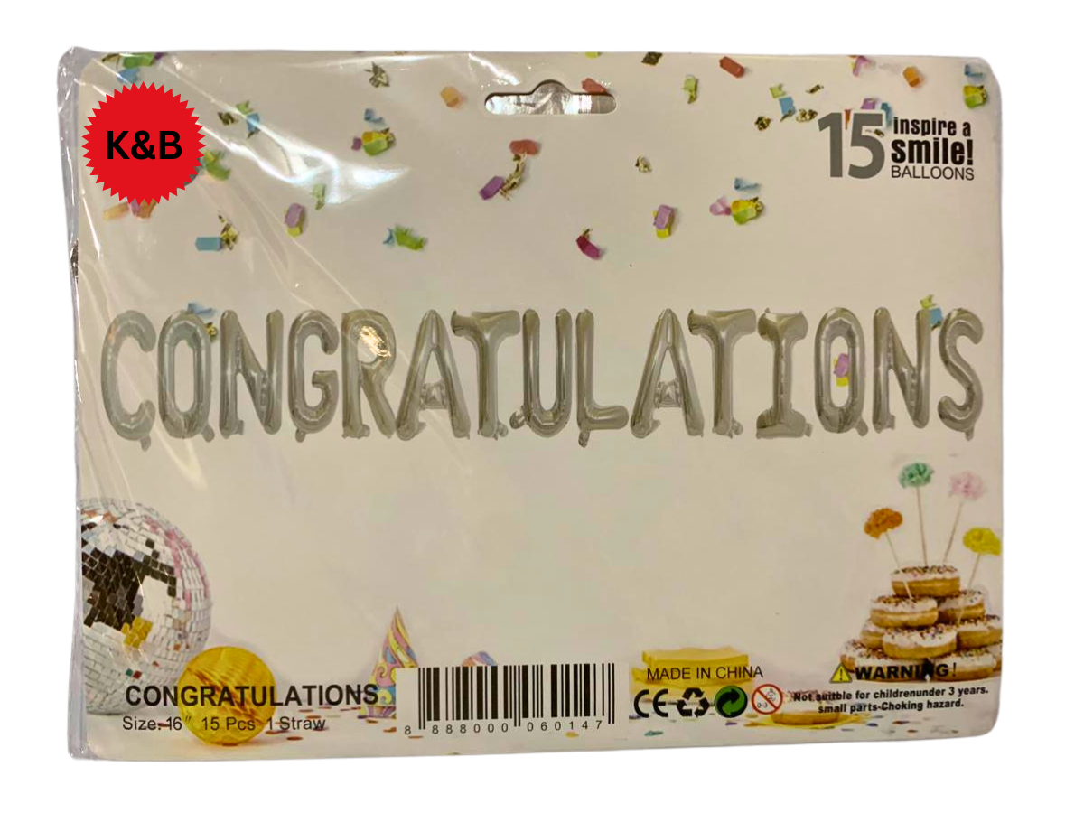 Congratulations Foil Banner Alphabetic Balloons Set