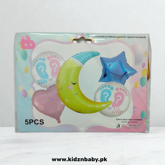 Crescent Moon Gender Reveal Foil Balloons – Baby Shower & Party Decoration Set in Pakistan