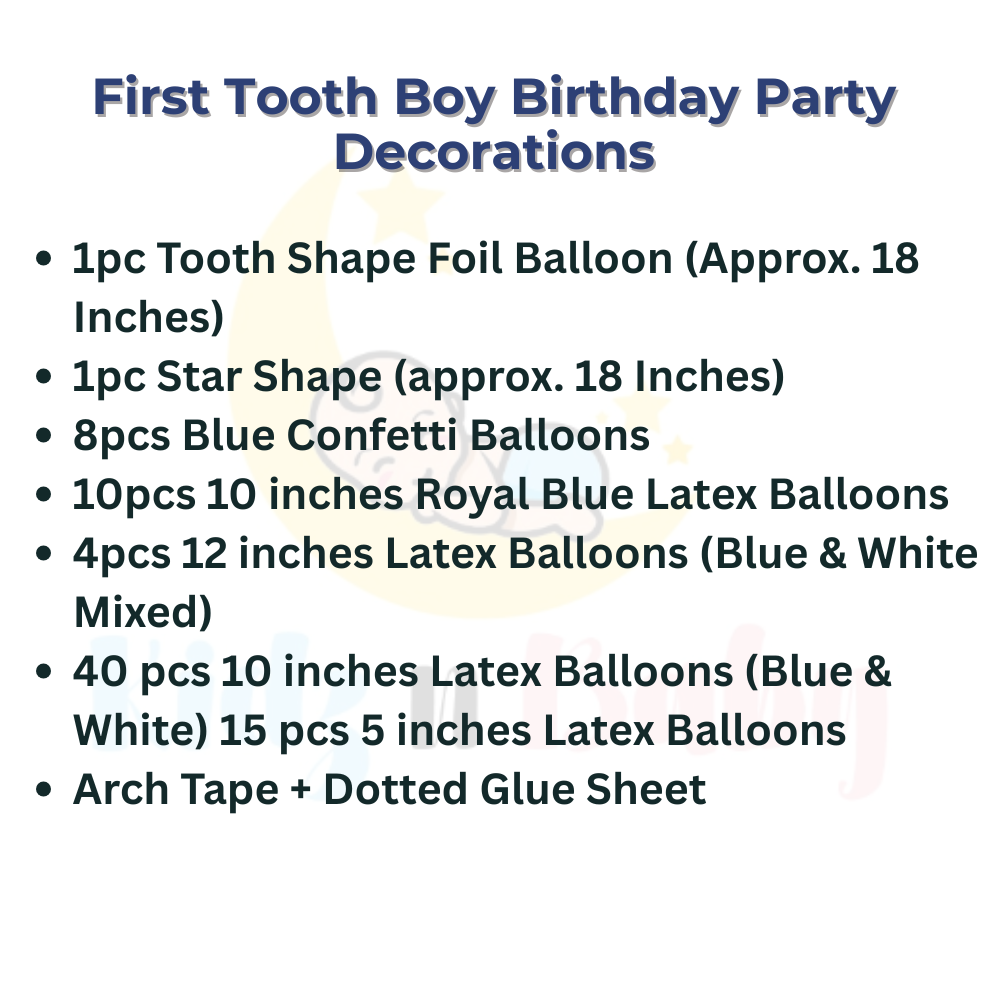 First Tooth Baby Boy Theme combo decoration set
