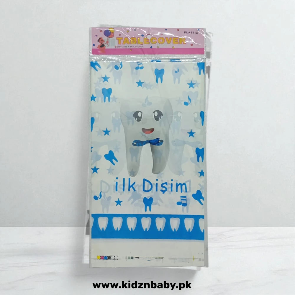 First Tooth Blue Theme Plastic Table Cover