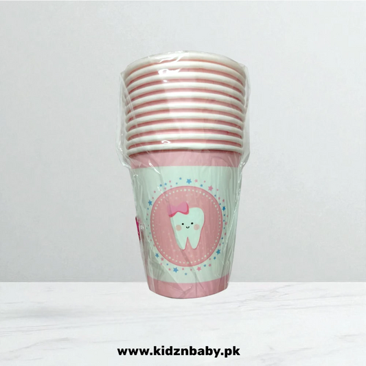 First Tooth Pink Cups Pack of 10 – Baby Girl Milestone