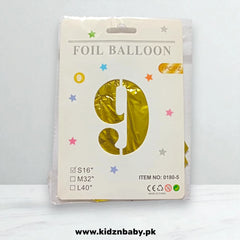 Golden number Foil Balloons 9