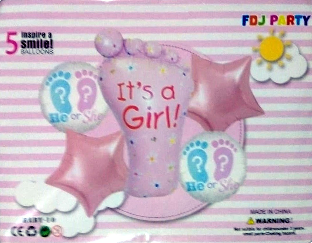 Baby Girl Exclusive Foil Balloons Set - 5Pcs