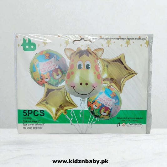 5 Pcs Giraffe Jungle Theme Birthday Balloons